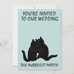 CAT COUPLE WEDDING CUSTOM INVITATIONS 
