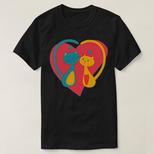 CAT Couples Gift Wedding Anniversary Valentines Hi T-Shirt (Design Front)