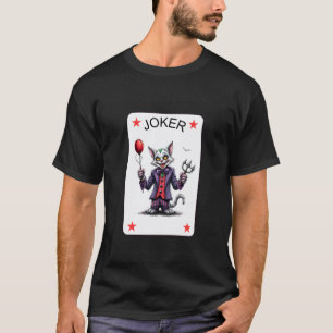 Cat Court Jester Clown Playing Card Lazy Halloween T-Shirt