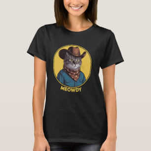 Cat Cowboy Cowgirl Women Men Kid Halloween Meow Ho T-Shirt