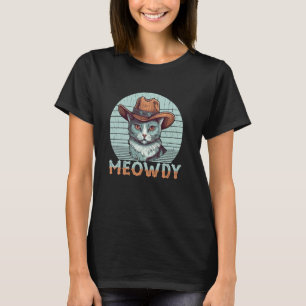 Cat Cowboy Cowgirl Women Men Kid Halloween Meow Ho T-Shirt