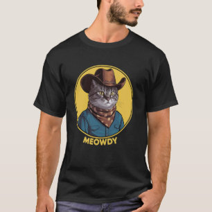 Cat Cowboy Cowgirl Women Men Kid Halloween Meow Ho T-Shirt