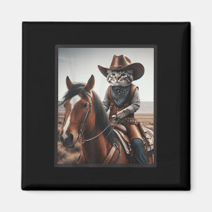 Cat Cowboy Funny Cats Kitten Riding Horse Cowboy H Magnet