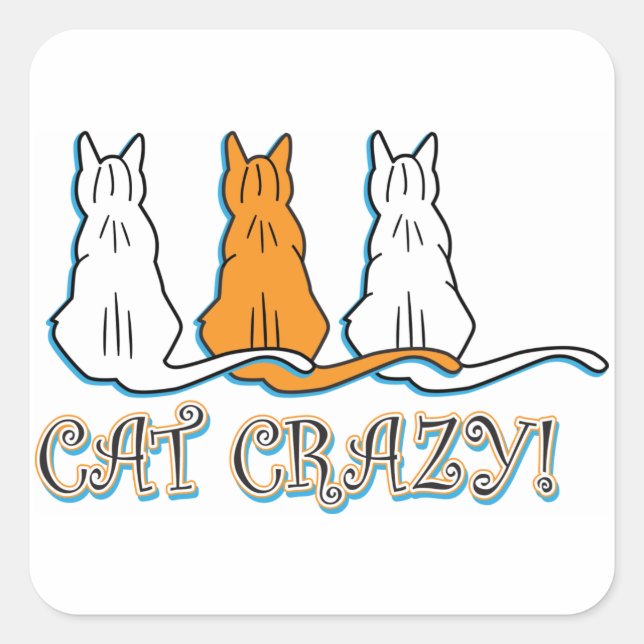 Cat Crazy Orange Tabby Cats Square Sticker (Front)