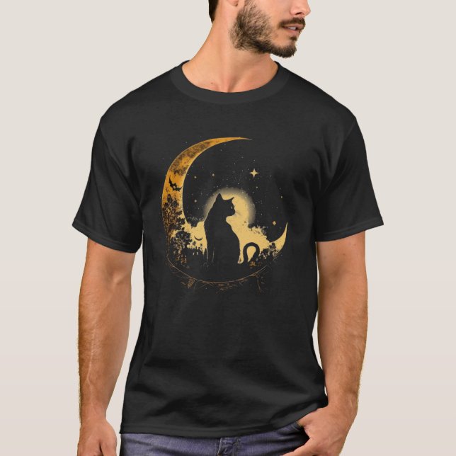 Cat Crescent Black Moon Sailor T-Shirt (Front)
