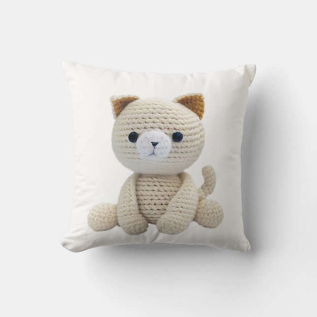 Cat Crochet Toy Cushion Baby Nursery  (Front)
