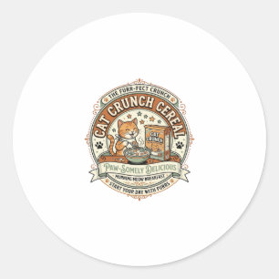 Cat Crunch Cereal Cat Breakfast Cereal Box Cat Vin Classic Round Sticker
