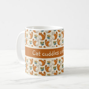Cat Cuddles Coffee Cup Naive Art Style