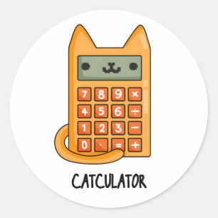 Cat-culator Funny Calculator Pun  Classic Round Sticker