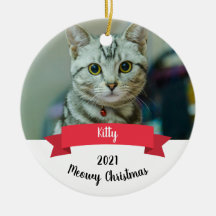 Cat Custom Christmas Ornement en céramique