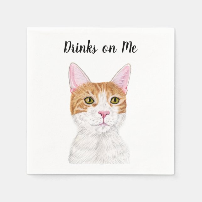 Cat Custom Cocktail Napkin (Front)