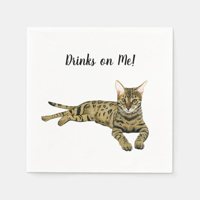 Cat Custom Cocktail Napkin (Front)