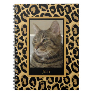 Cat Custom Photo Name Leopard Pattern  Notebook