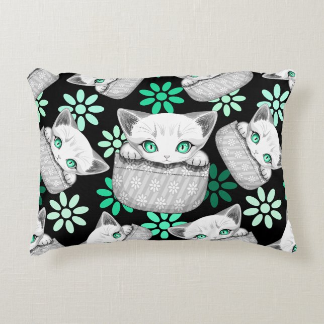 Cat Cute and Playful peaking from a Pocket Accent Pillow (Front)