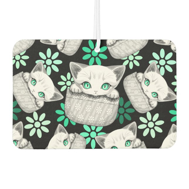 Cat Cute and Playful peaking from a Pocket Air Freshener (Front)