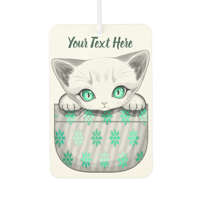 Cat Cute and Playful peaking from a Pocket Air Freshener (Front)