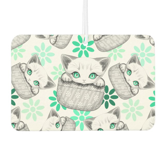 Cat Cute and Playful peaking from a Pocket Air Freshener (Front)