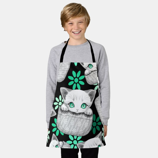 Cat Cute and Playful peaking from a Pocket Apron (Worn)