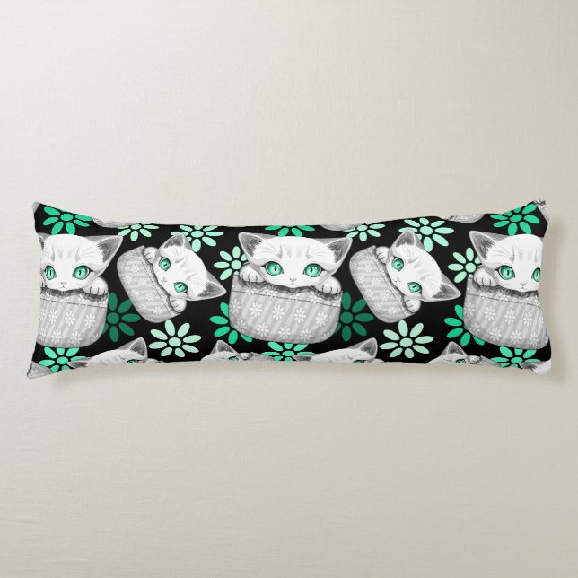 Cat Cute and Playful peaking from a Pocket Body Pillow (Front)