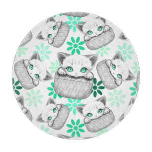 Cat Cute and Playful peaking from a Pocket Cutting Board