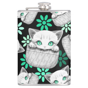 Cat Cute and Playful peaking from a Pocket Hip Flask