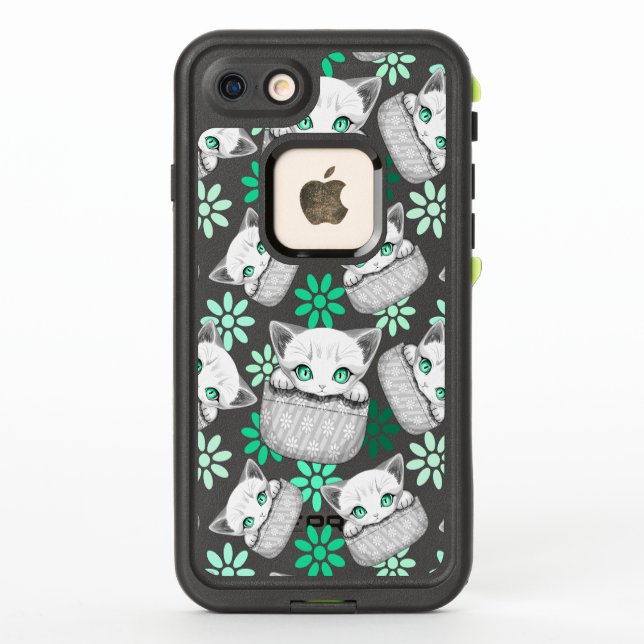 Cat Cute and Playful peaking from a Pocket LifeProof iPhone Case (Back)