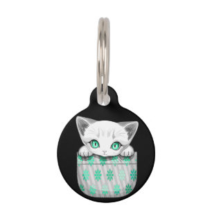 Cat Cute and Playful peaking from a Pocket Pet Tag