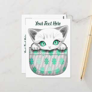 Cat Cute and Playful peaking from a Pocket Postcard