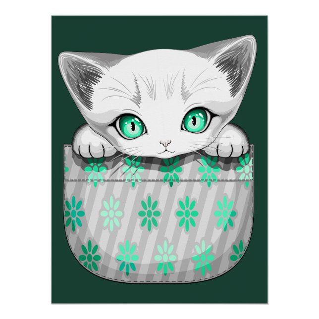Cat Cute and Playful peaking from a Pocket Poster (Front)