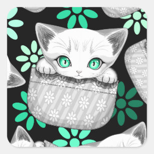 Cat Cute and Playful peaking from a Pocket Square Sticker