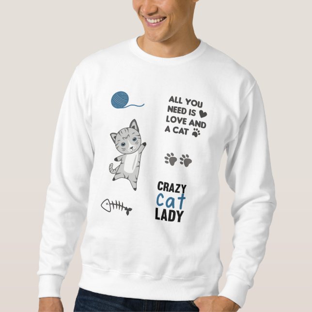 Cat Cute Animals Sticker Set Lover Cats Sweatshirt (Front)