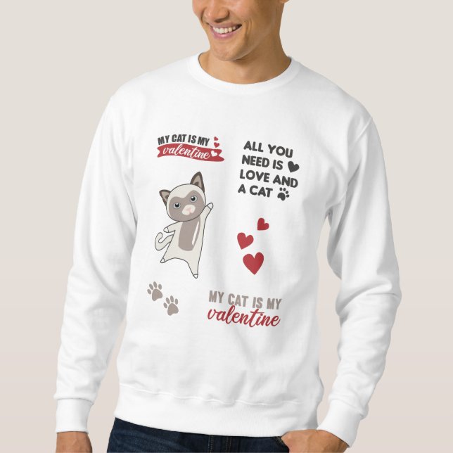 Cat Cute Animals Sticker Set Lover Cats Sweatshirt (Front)