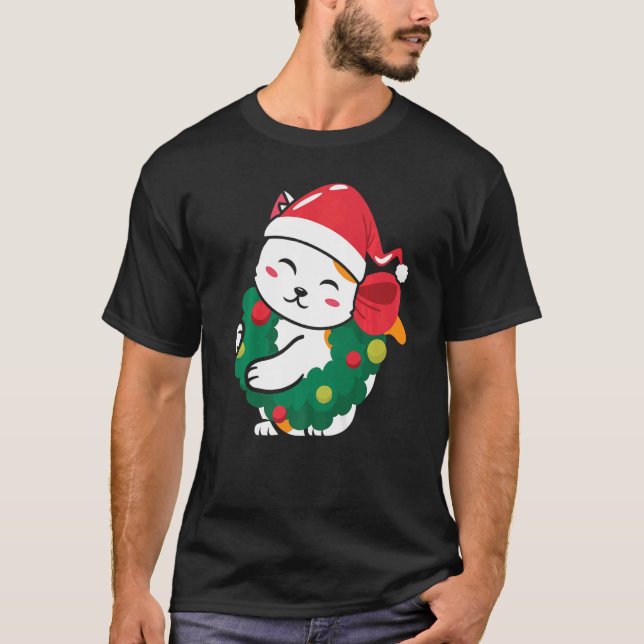 Cat Cute Cat Santa Hat Christmas Sweater (Front)