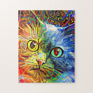 cat cute colours abstract paint art jigsaw puzzle