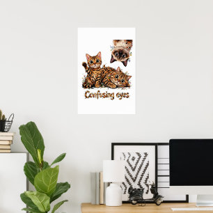 Cat Cute Feline Trio in Bloom Posters Kitten Kitty