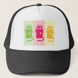 Cat Cute Funny Animal Cartoon Character Design Trucker Hat