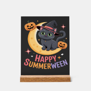 Cat Cute Halloween Aesthetic Essential T-Shirt Acrylic Sign