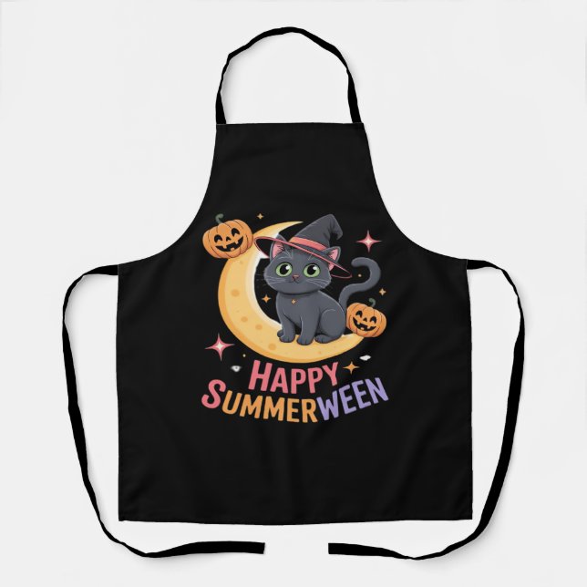 Cat Cute Halloween Aesthetic Essential T-Shirt Apron (Front)