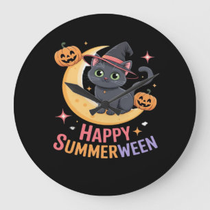 Cat Cute Halloween Aesthetic Essential T-Shirt Large Clock