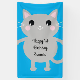 Cat Cute Kitty Colourful 1st Birthday Party Theme Banner