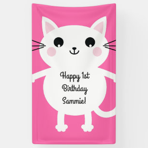 Cat Cute Kitty Colourful 1st Birthday Party Theme Banner