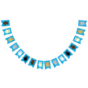 Cat Cute Kitty Colourful 1st Birthday Party Theme Bunting Flags