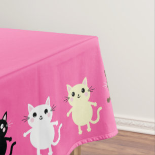 Cat Cute Kitty Colourful 1st Birthday Party Theme Tablecloth