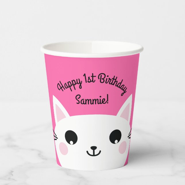 Cat Cute Kitty Kid's Birthday Party Paper Cups (Left)