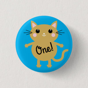 Cat Cute Kitty Kid's Birthday Party Theme 1 Inch Round Button