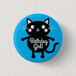 Cat Cute Kitty Kid's Birthday Party Theme 1 Inch Round Button