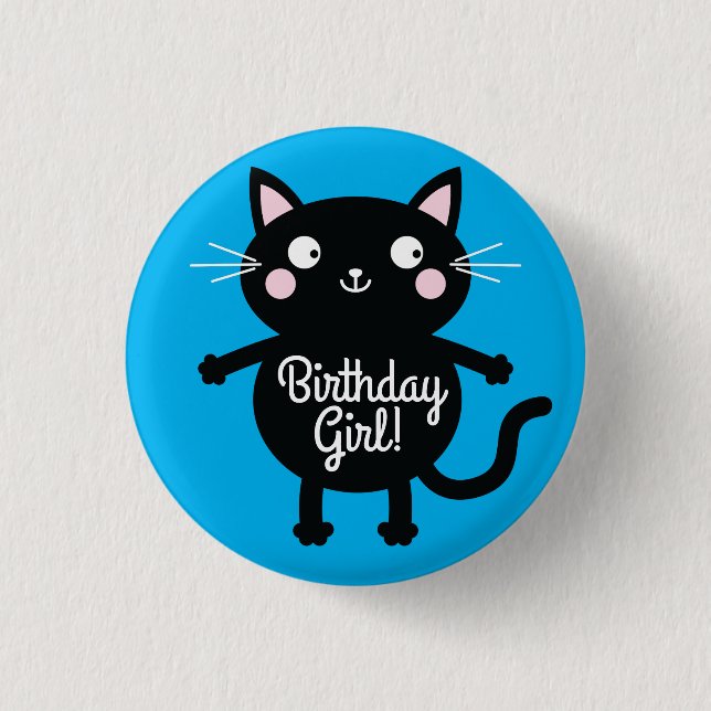 Cat Cute Kitty Kid's Birthday Party Theme 1 Inch Round Button (Front)
