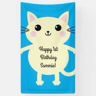 Cat Cute Kitty Kid's Birthday Party Theme Banner