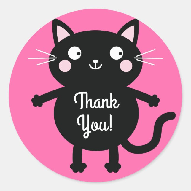 Cat Cute Kitty Kid's Birthday Party Theme Classic Round Sticker (Front)