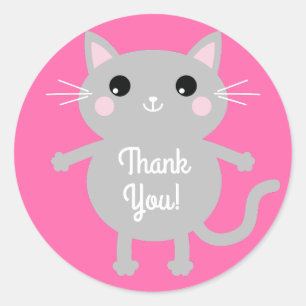 Cat Cute Kitty Kid's Birthday Party Theme Classic Round Sticker